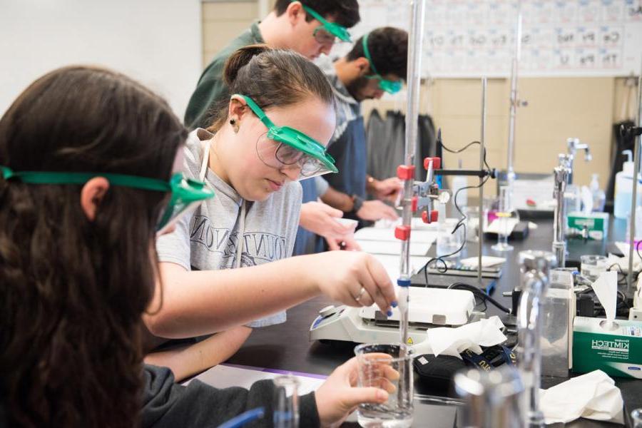 Students in a chemistry lab