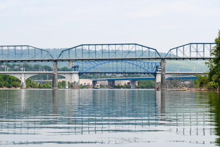 Two bridges in downtown chattanooga